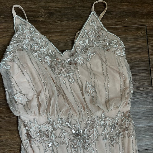 LACE & BEADS KEEVA NUDE BLUSH BRIDESMAID DRESS - Picture 14 of 16